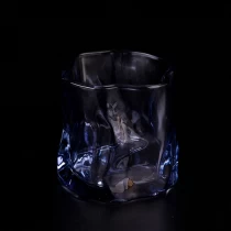Çin Lüks mavi şeffaf cam mum kavanozu kokulu soya mumları özel toptan üretici firma