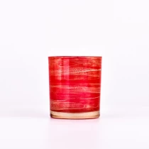 China luxury 8 OZ red glass candle holder with gold paint manufacturer