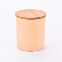 China Solid colour glass candle vessels for candle making with wooden lid manufacturer
