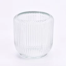 China clear empty glass jar with stripes for candle making 7oz manufacturer