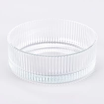 porcelana Candelero de cristal de la raya vertical de la capacidad grande de las ventas calientes al por mayor fabricante