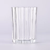 China Wholesale 10oz clear polygon glass candle holder manufacturer