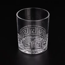 porcelana Tarro de vela de vidrio de 10 oz con relieve de lujo fabricante
