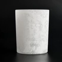 Ķīna rokām darināta aromātiskā sveču stikla balta matēta dekoratīvā stikla sveču burka ražotājs
