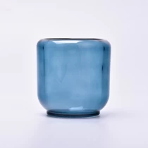 China blue empty glass jar 7oz glass candle holder manufacturer