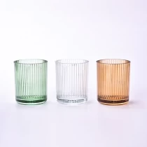 China Popular vertical Stripe Design Scented Glass for Candles Glass Container for Soy Wax manufacturer