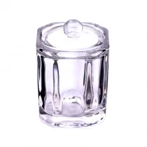 China luxury square shape circle inside glass candle jar with glass lid manufacturer