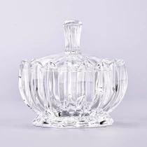 China Wholesale 7oz vertical stripe clear glass candle jar with lid manufacturer