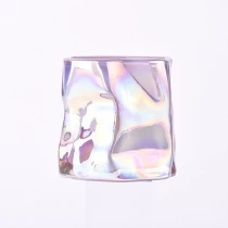 China Wholesale pink purple gradation irregular pattern glass candle jars manufacturer