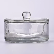 China luxury heavy glass candle jar with lid manufacturer