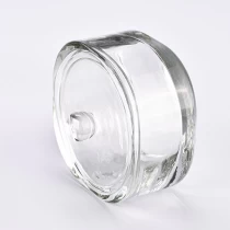 China luxury  wider mouth glass candle holder with matched lids &handle for wholesale manufacturer