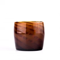 China 400ml Round Amber Glass Candle Container with home decor manufacturer