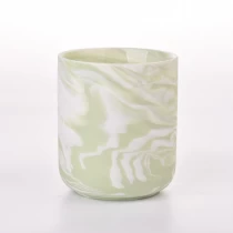 中国 家居装饰 10 盎司大理石装饰陶瓷蜡烛罐 制造商