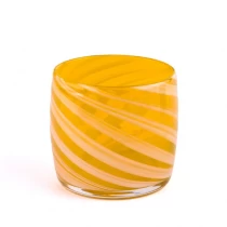 China Luxury yellow empty glass candle jar for candle making manufacturer