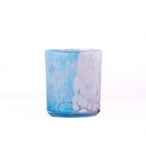 China Custom blue and white spotted glass candle jar for candle making manufacturer