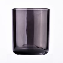 China 300ml Round Bottom Glass Candle Holder Black Glass Candle Vessel manufacturer