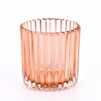 China Customized Glass Candle Holders transparent orange Glass Candle Vessels manufacturer