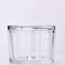 China Octagonal glass candle jars with lids large glass candle holders with lids manufacturer