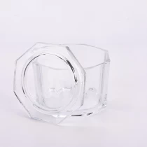 China Octagonal glass candle jars with lids with different capacity manufacturer