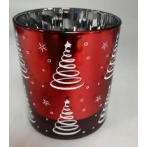 China Supplier 6oz 8oz 10oz 12oz 14oz 16oz straight line jar with customized electroplating color and chistmas tree outside the  Glass Candle Jars for home deco manufacturer