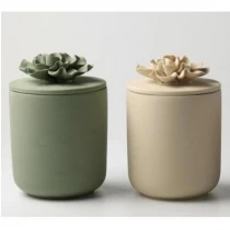 Cina portacandele in ceramica colorata con coperchio a fiore produttore