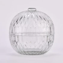 China Round ball glass candle jars and lids for holiday gift manufacturer