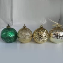 China Castiçais de bola de vidro de Natal de 6 onças com tampa de bola fabricante