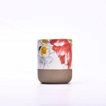 China Custom printed handmade ceramic candles container Wholesale manufacturer