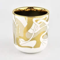 China home decor 10oz gold artwork ceramic candle jar manufacturer