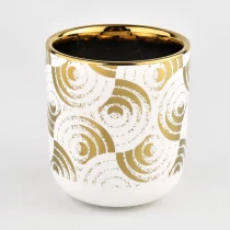 China Ceramic candle jar glossy gold plated for home decoration manufacturer