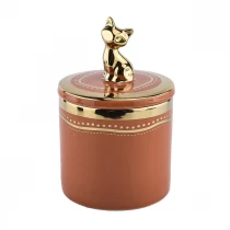 China home decor color ceramic jar with gold handle ceramic lid manufacturer