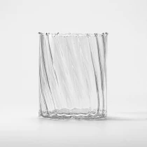 China clear strip glass camdle jar with home decor manufacturer