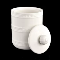 China Wholesale 330ml customs white glazing ceramic candle jar with dome lid manufacturer