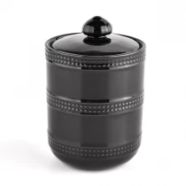 China home decor black ceramic candle container with lid manufacturer