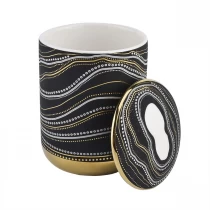 China luxury 10oz artwork black ceramic jar with lid manufacturer