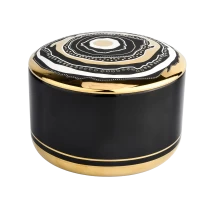 China luxury black ceramic candle bowl with artwork lid manufacturer