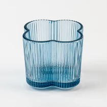 China Wholesale 8oz 10oz transparent blue glass candle vessel manufacturer