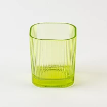 China square shape stripe glass candle vessel with home decor manufacturer