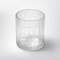 Китай Персонализиран етикет Вертикална ивица повърхностно стъкло Ароментален буркан за свещи за декор за дома Производител