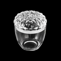 China Leverancier 10oz 12oz dennenappelvormige glazen kaarspot met bijpassende glazen deksels fabrikant