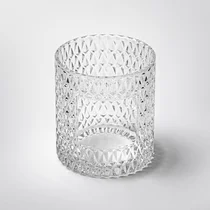 Kina Reljefna staklena posuda cilindra Prazna posuda za svijeće za pakiranje svijeća proizvođač