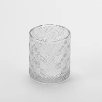 China Luxe textuurdecor transparant glazen kaarsenpot voor het maken van kaarsen fabrikant