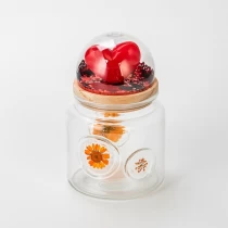 China Home Decor Creative Style Glass 511ml Candle Jar with Wood Lid manufacturer