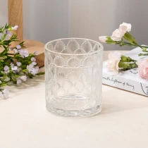 China Luxury Custom Fish Scale Pattern Transparent Glass Candle Jar manufacturer