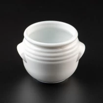 China white egg shape glass candle holder candle jar with handle manufacturer