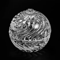 Kina Leverandør 200ml bølgemønster kugleformet glas lysbeholder med matchende glas låg fabrikant