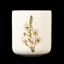 Cina dekorasi rumah toples lilin keramik putih sederhana dengan karya seni bunga pabrikan