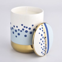 Kiina ylellinen käsinmaalaus sininen ja valkoinen keraaminen kynttiläpurkki valmistaja