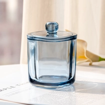 China Elegant Transparent Blue Glass Candle Jar with Matching Lid for Wedding Decor and Luxury Gift Use manufacturer