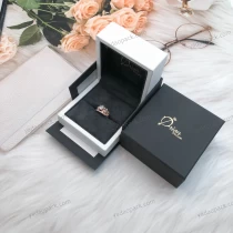 China Pure elegant white luxury leather diamond ring packaging wedding box manufacturer